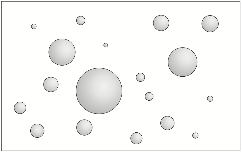 Graphic depicting bubbles of true vacuum in a sea of false vacuum.