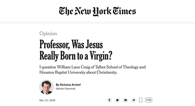 Dr Craig’s Interview in the New York Times